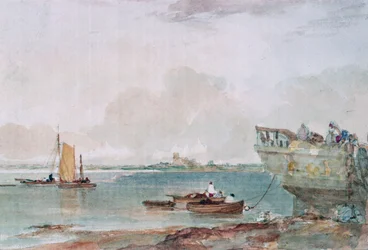 Paysage marin avec bateaux, 19ème siècle